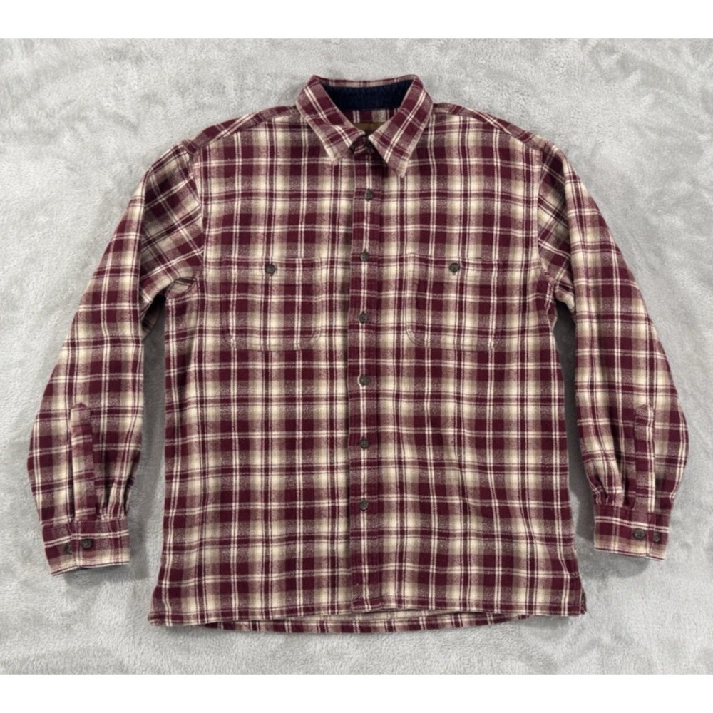 St Johns‎ Bay Shirt Jacket Mens M Heavy Flannel Shacket Corduroy Soft Warm Red